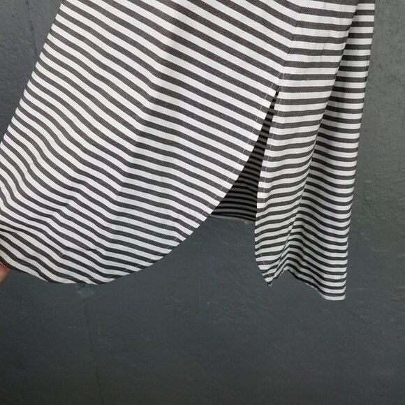 Ming Wang Heritage Fit Blouse Women's L Poplin Shawl Collar V-Neck Stripe NEW - Picture 5 of 16